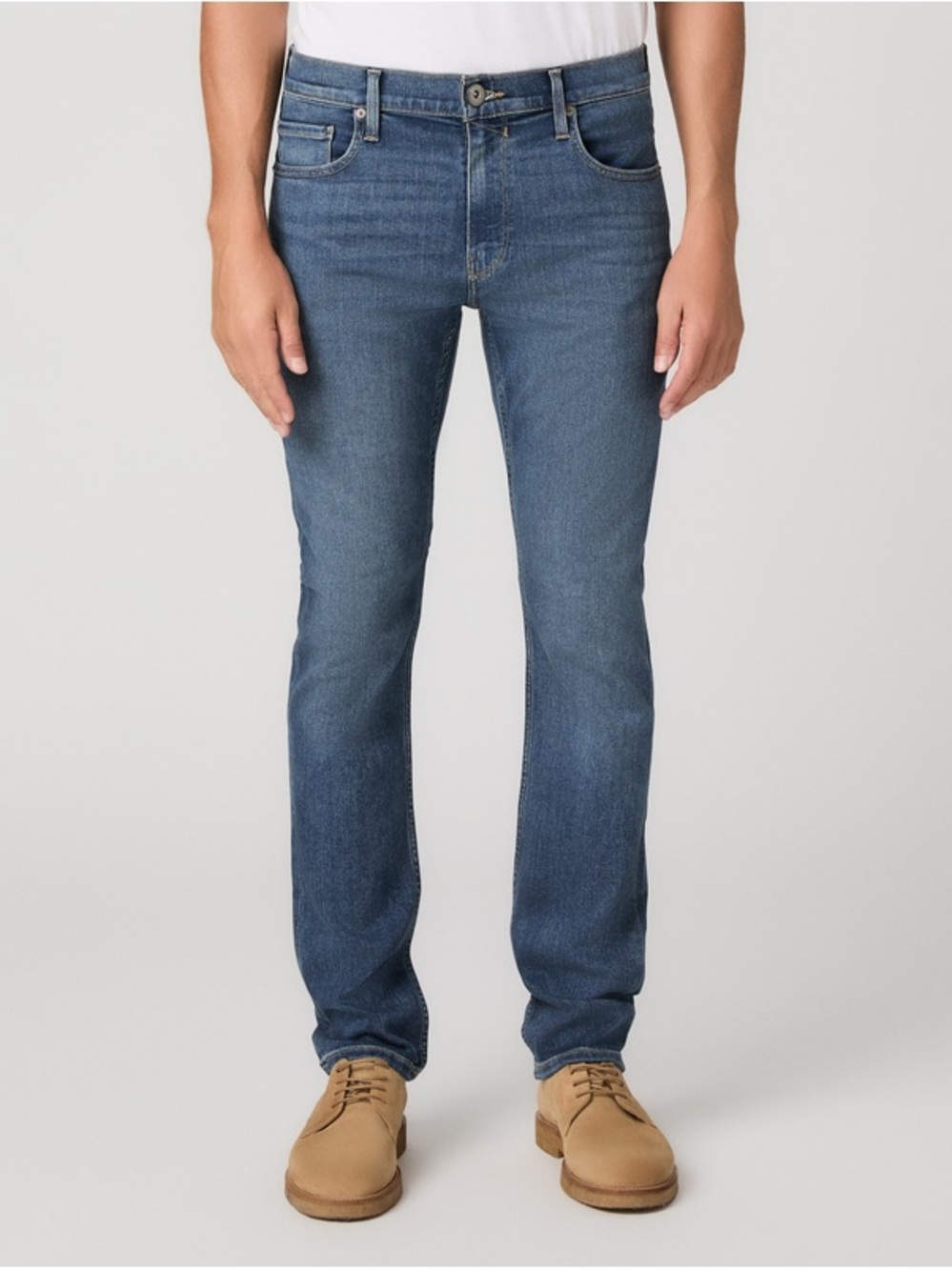 PAIGE Men's Lennox Slim Straight Jeans in Medium Wash Blue Denim - 33 NWOT